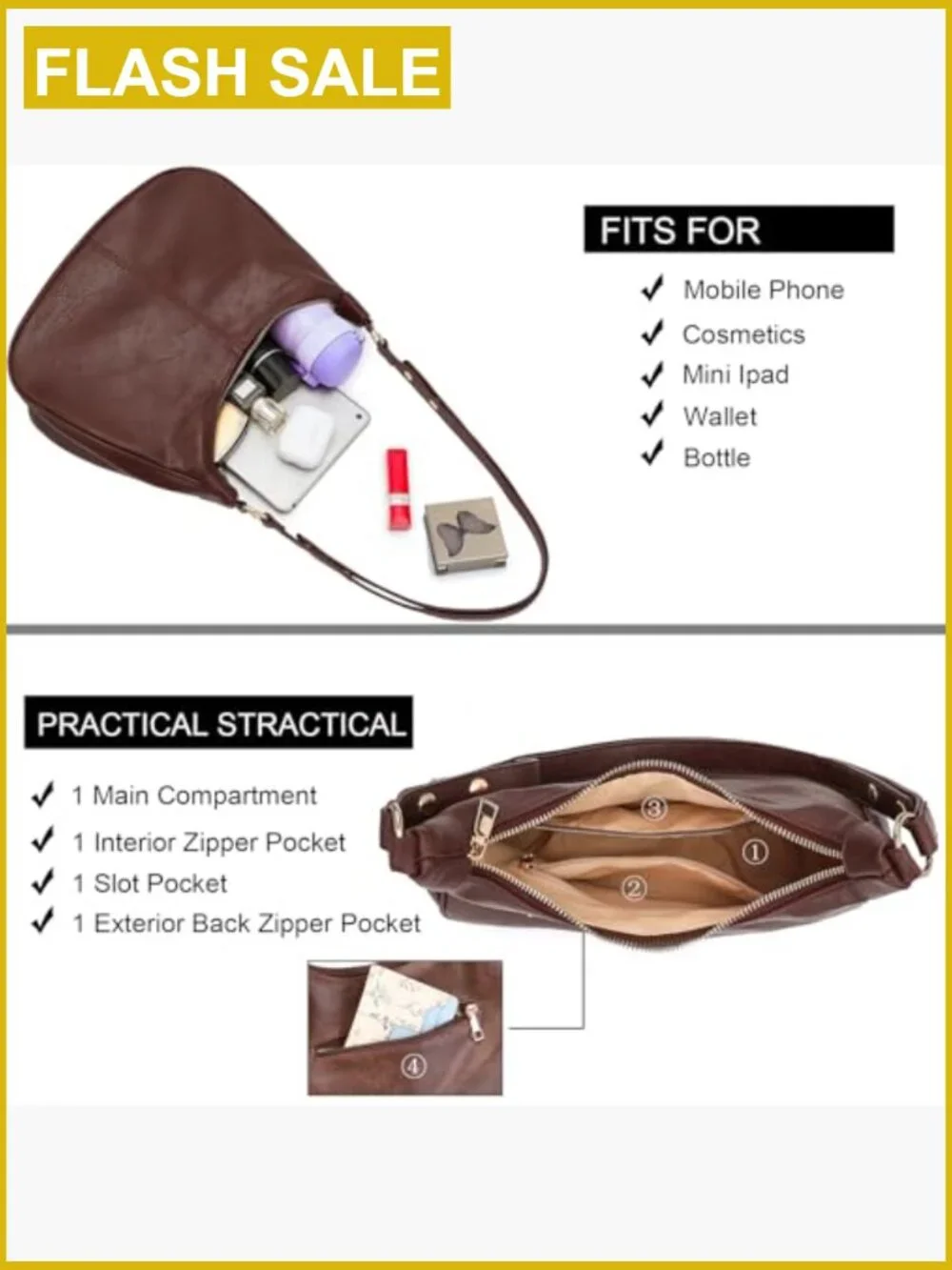 Ultra Soft Foldable Vegan Leather Crossbody Hobo Handbag Tote Purse
